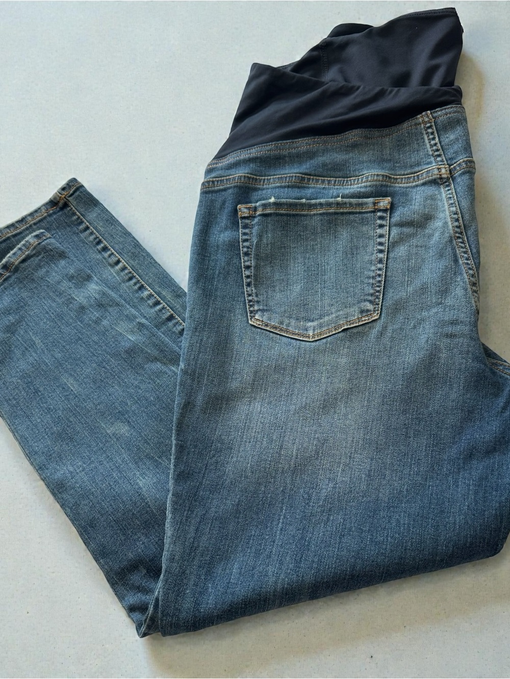 Isabel Maternity by Ingrid & Isabel Blue Distressed Straight Leg Maternity Jeans - Picture 3 of 5